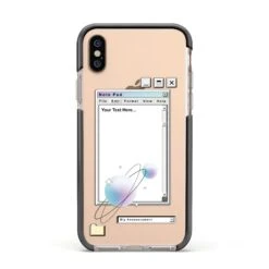 Retro Note Pad IPhone Case -Wrap & Case Store Retro Note Pad Apple iPhone Xs Impact Case Black Edge on Gold Phone