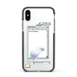 Retro Note Pad IPhone Case -Wrap & Case Store Retro Note Pad Apple iPhone Xs Impact Case Black Edge on Silver Phone