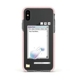 Retro Note Pad IPhone Case -Wrap & Case Store Retro Note Pad Apple iPhone Xs Impact Case Pink Edge on Black Phone