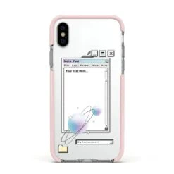 Retro Note Pad IPhone Case -Wrap & Case Store Retro Note Pad Apple iPhone Xs Impact Case Pink Edge on Silver Phone