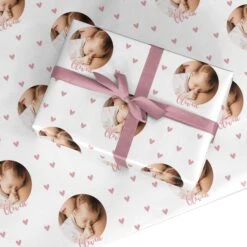 Round Photo Love Upload Wrapping Paper