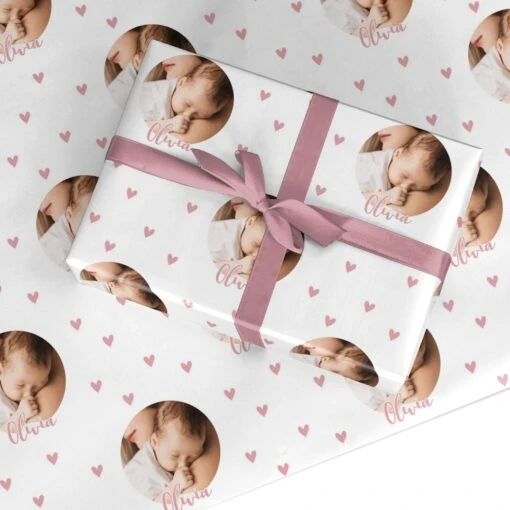 Round Photo Love Upload Wrapping Paper