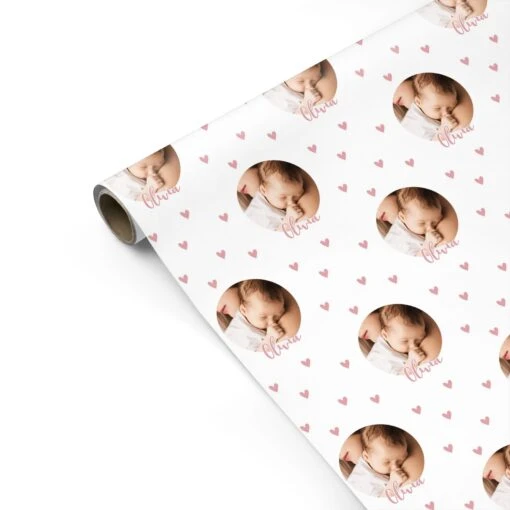 Round Photo Love Upload Wrapping Paper - Image 2