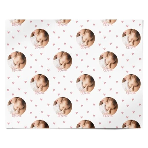 Round Photo Love Upload Wrapping Paper - Image 4