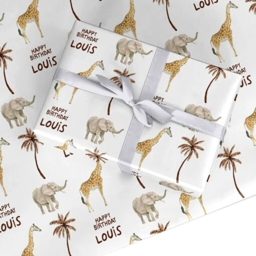 Safari Personalised Happy Birthday Wrapping Paper
