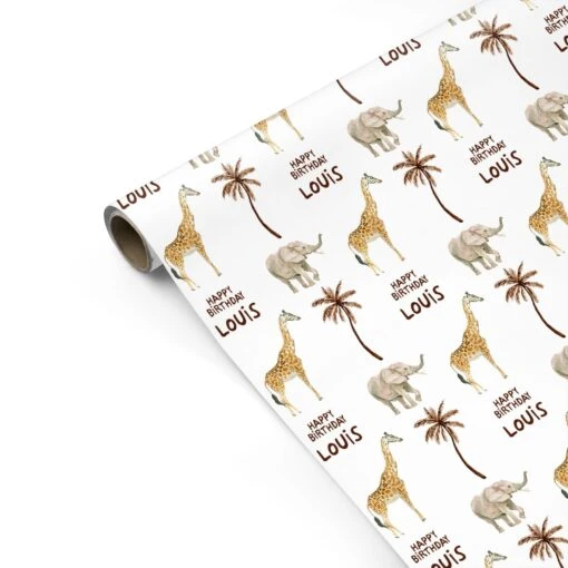 Safari Personalised Happy Birthday Wrapping Paper - Image 2