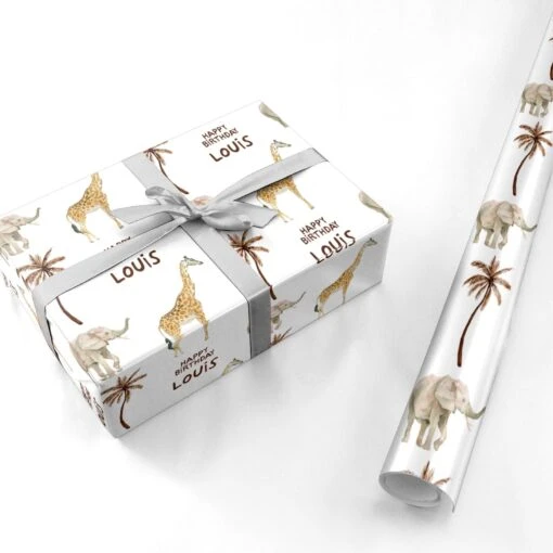 Safari Personalised Happy Birthday Wrapping Paper - Image 3