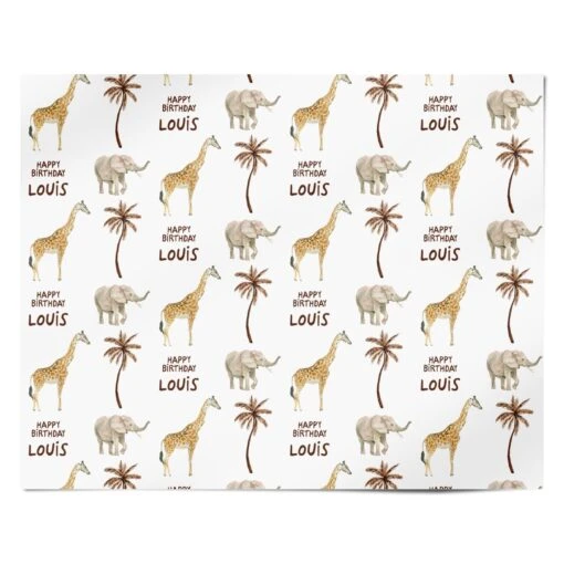 Safari Personalised Happy Birthday Wrapping Paper - Image 4