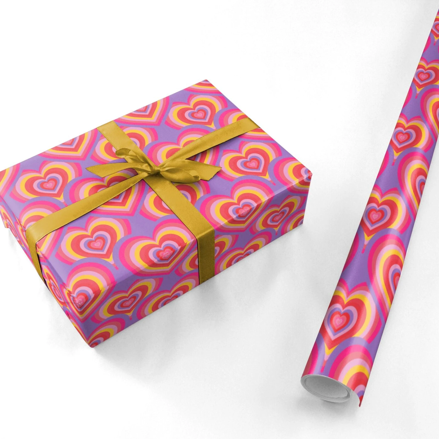 Seventies Heart Wrapping Paper - Image 3