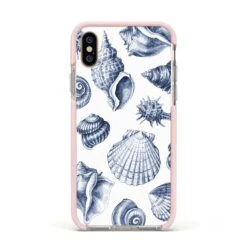 Shell IPhone Case -Wrap & Case Store Shell Apple iPhone Xs Impact Case Pink Edge on Gold Phone