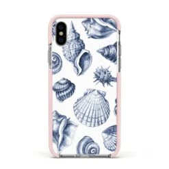Shell IPhone Case -Wrap & Case Store Shell Apple iPhone Xs Impact Case Pink Edge on Silver Phone