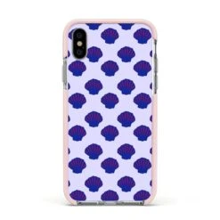 Shell Pattern IPhone Case -Wrap & Case Store Shell Pattern Apple iPhone Xs Impact Case Pink Edge on Silver Phone