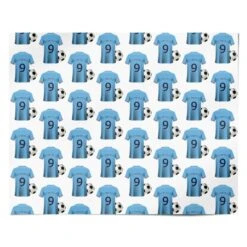 Sky Blue Personalised Football Shirt Wrapping Paper -Wrap & Case Store Sky Blue Personalised Football Shirt Personalised Wrapping Paper Alternative