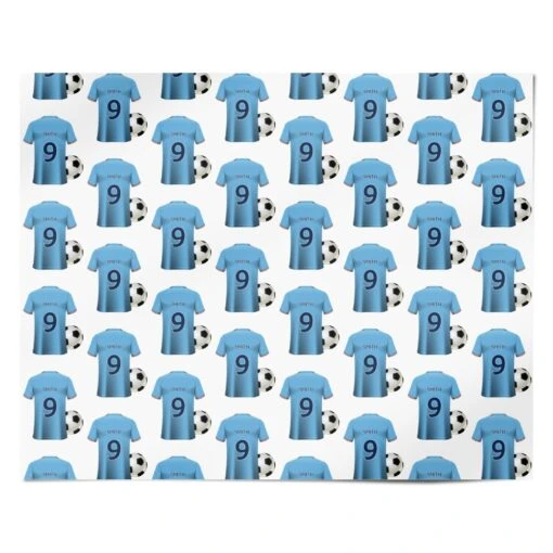 Sky Blue Personalised Football Shirt Wrapping Paper - Image 4
