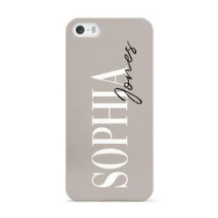 Stone Colour With Personalised Name IPhone Case -Wrap & Case Store Stone Colour with Personalised Name Apple iPhone 5 Case