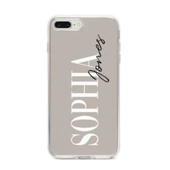Stone Colour With Personalised Name IPhone Case -Wrap & Case Store Stone Colour with Personalised Name iPhone 8 Plus Bumper Case on Silver iPhone