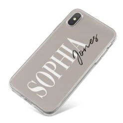 Stone Colour With Personalised Name IPhone Case -Wrap & Case Store Stone Colour with Personalised Name iPhone X Bumper Case on Silver iPhone