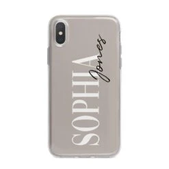 Stone Colour With Personalised Name IPhone Case -Wrap & Case Store Stone Colour with Personalised Name iPhone X Bumper Case on Silver iPhone Alternative Image 1