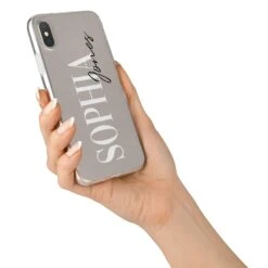 Stone Colour With Personalised Name IPhone Case -Wrap & Case Store Stone Colour with Personalised Name iPhone X Bumper Case on Silver iPhone Alternative Image 2