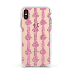 Striped Bow Pattern IPhone Case -Wrap & Case Store Striped Bow Pattern Apple iPhone Xs Impact Case White Edge on Gold Phone