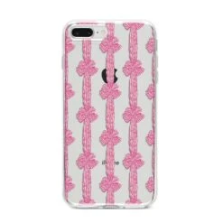 Striped Bow Pattern IPhone Case -Wrap & Case Store Striped Bow Pattern iPhone 8 Plus Bumper Case on Silver iPhone