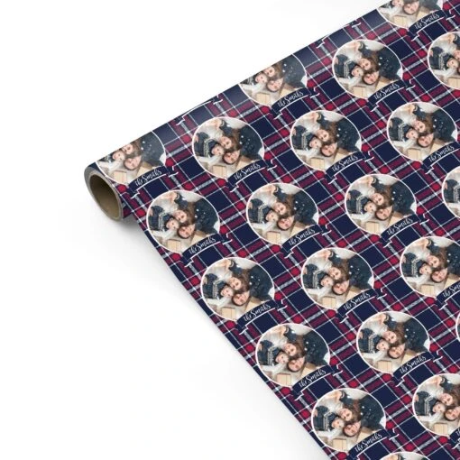 Tartan Christmas Photo Personalised Wrapping Paper - Image 2