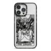 The Lovers Monochrome Tarot Card IPhone Case -Wrap & Case Store The Lovers Monochrome Tarot Card iPhone 14 Pro Max Black Impact Case on Silver phone