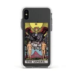 The Lovers Tarot Card IPhone Case -Wrap & Case Store The Lovers Tarot Card Apple iPhone Xs Impact Case White Edge on Black Phone