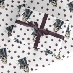 Top Hat Skull Wrapping Paper