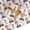 Tractor Custom Face Birthday Wrapping Paper -Wrap & Case Store Tractor Custom Face Birthday Custom Wrapping Paper