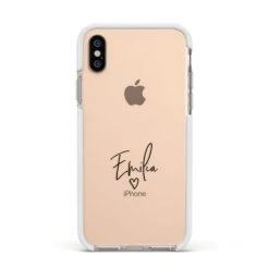 Transparent Black Handwritten Name IPhone Case -Wrap & Case Store Transparent Black Handwritten Name Apple iPhone Xs Impact Case White Edge on Gold Phone