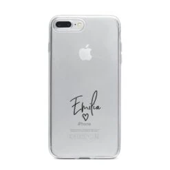 Transparent Black Handwritten Name IPhone Case -Wrap & Case Store Transparent Black Handwritten Name iPhone 7 Plus Bumper Case on Silver iPhone