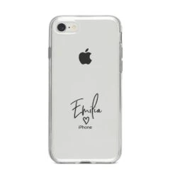 Transparent Black Handwritten Name IPhone Case -Wrap & Case Store Transparent Black Handwritten Name iPhone 8 Bumper Case on Silver iPhone