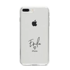 Transparent Black Handwritten Name IPhone Case -Wrap & Case Store Transparent Black Handwritten Name iPhone 8 Plus Bumper Case on Silver iPhone