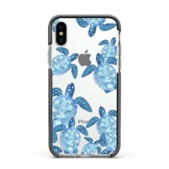 Turtle IPhone Case -Wrap & Case Store Turtle Apple iPhone Xs Impact Case Black Edge on Silver Phone