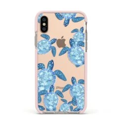 Turtle IPhone Case -Wrap & Case Store Turtle Apple iPhone Xs Impact Case Pink Edge on Gold Phone