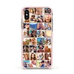 Ultimate Photo Montage Upload IPhone Case -Wrap & Case Store Ultimate Photo Montage Upload Apple iPhone Xs Impact Case Pink Edge on Gold Phone