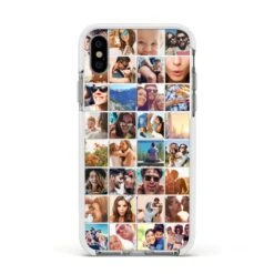 Ultimate Photo Montage Upload IPhone Case -Wrap & Case Store Ultimate Photo Montage Upload Apple iPhone Xs Impact Case White Edge on Silver Phone