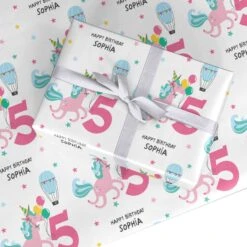 Unicorn Personalised Happy Birthday Wrapping Paper