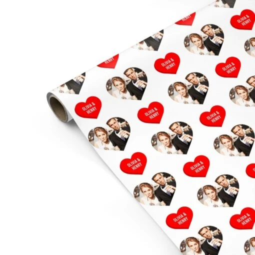 Valentines Day Photo Upload Wrapping Paper - Image 2