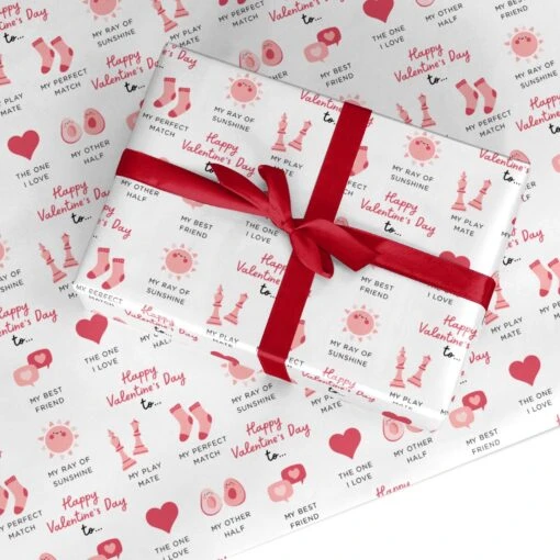 Valentines Day Relationship Icons Wrapping Paper