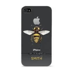 Watercolour Bee Personalised Name IPhone Case -Wrap & Case Store Watercolour Bee Personalised Name Apple iPhone 4s Case
