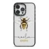 Watercolour Bee Personalised Name IPhone Case -Wrap & Case Store Watercolour Bee Personalised Name iPhone 14 Pro Max Black Impact Case on Silver phone