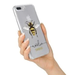 Watercolour Bee Personalised Name IPhone Case -Wrap & Case Store Watercolour Bee Personalised Name iPhone 7 Plus Bumper Case on Silver iPhone Alternative Image