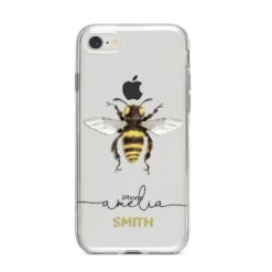 Watercolour Bee Personalised Name IPhone Case -Wrap & Case Store Watercolour Bee Personalised Name iPhone 8 Bumper Case on Silver iPhone