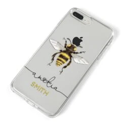 Watercolour Bee Personalised Name IPhone Case -Wrap & Case Store Watercolour Bee Personalised Name iPhone 8 Plus Bumper Case on Silver iPhone Alternative Image