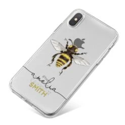 Watercolour Bee Personalised Name IPhone Case -Wrap & Case Store Watercolour Bee Personalised Name iPhone X Bumper Case on Silver iPhone