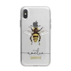 Watercolour Bee Personalised Name IPhone Case -Wrap & Case Store Watercolour Bee Personalised Name iPhone X Bumper Case on Silver iPhone Alternative Image 1