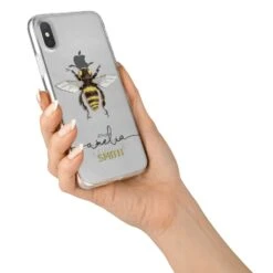 Watercolour Bee Personalised Name IPhone Case -Wrap & Case Store Watercolour Bee Personalised Name iPhone X Bumper Case on Silver iPhone Alternative Image 2