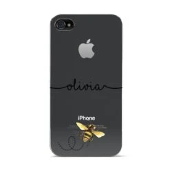 Watercolour Bee With Name IPhone Case -Wrap & Case Store Watercolour Bee with Name Apple iPhone 4s Case